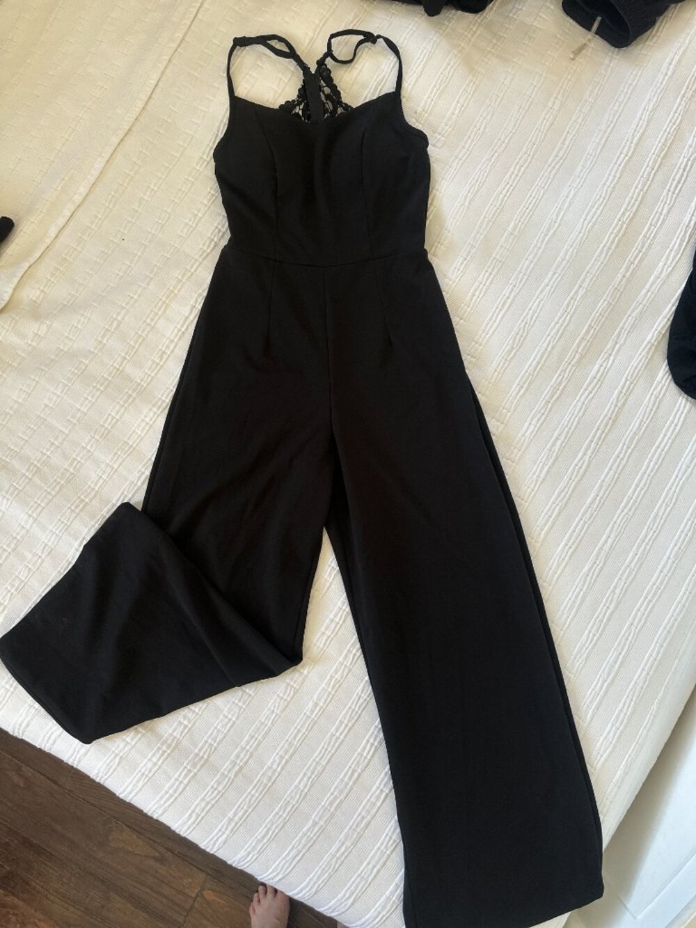 Altar'd State Black Lace-Back Jumpsuit Size S
